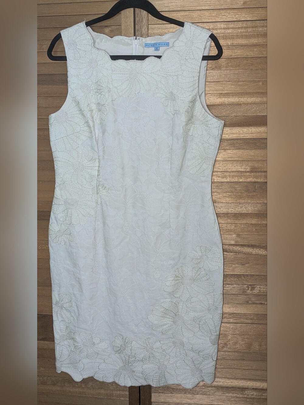 🔥SALE🔥Antonio Melani White Floral Lace Sheath Dress - Picture 4 of 13